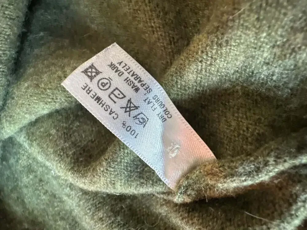 Mallonian Finest Cashmere Olive Green Polo Collar Cardigan